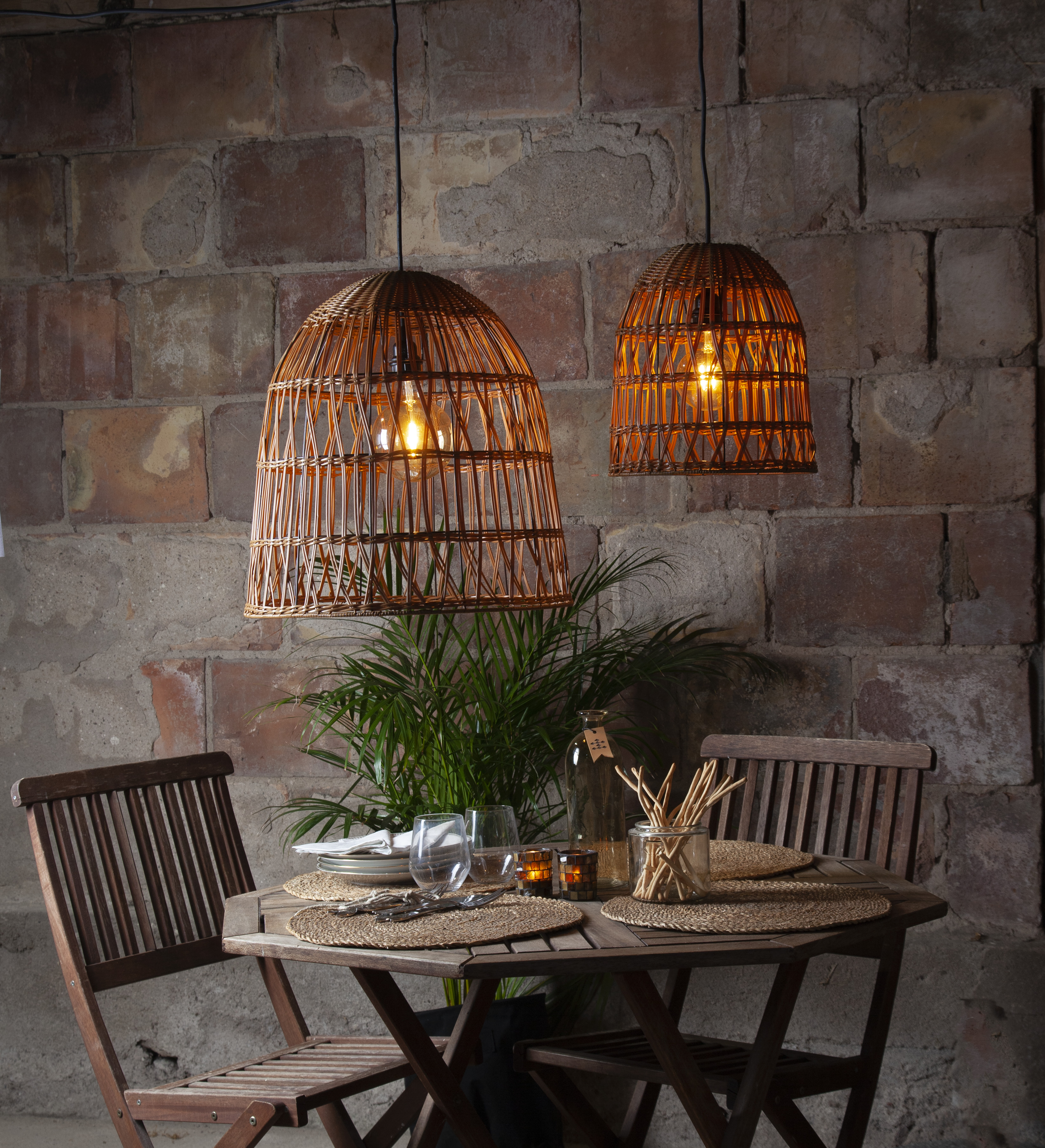 Lampshade Natural/Brown - Synthetic rattan - 50x48 cm - 4
