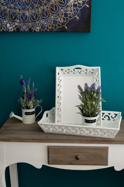Beautiful tray with carved details - White - Medium - 2