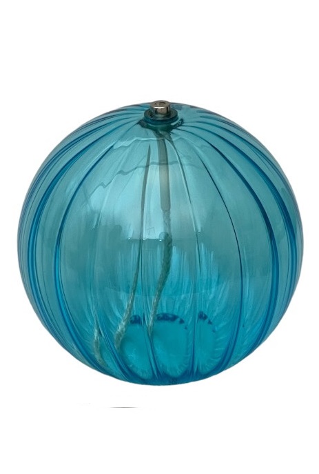 Oljelampa glas - Rund - Ljusblå/Turkos - Mönstrad - Ø11 cm - 4