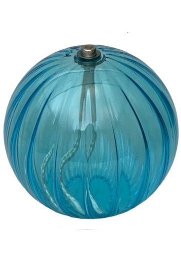 Oljelampa glas - Rund - Ljusblå/Turkos - Mönstrad - Ø13 cm - 3