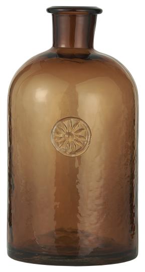 Glass bottle - Apothecary bottle - Brown - Emblem - 23 cm - 12