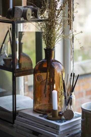 Glass bottle - Apothecary bottle - Brown - Emblem - 23 cm - 4