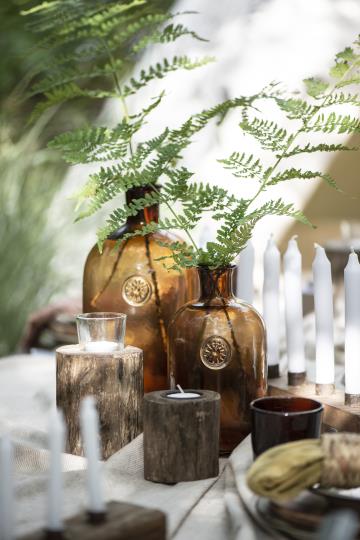 Glass bottle - Apothecary bottle - Brown - Emblem - 23 cm - 2
