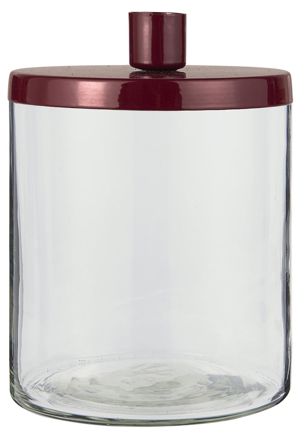 Candle holder for taper candles - Glass jar - Red - 4