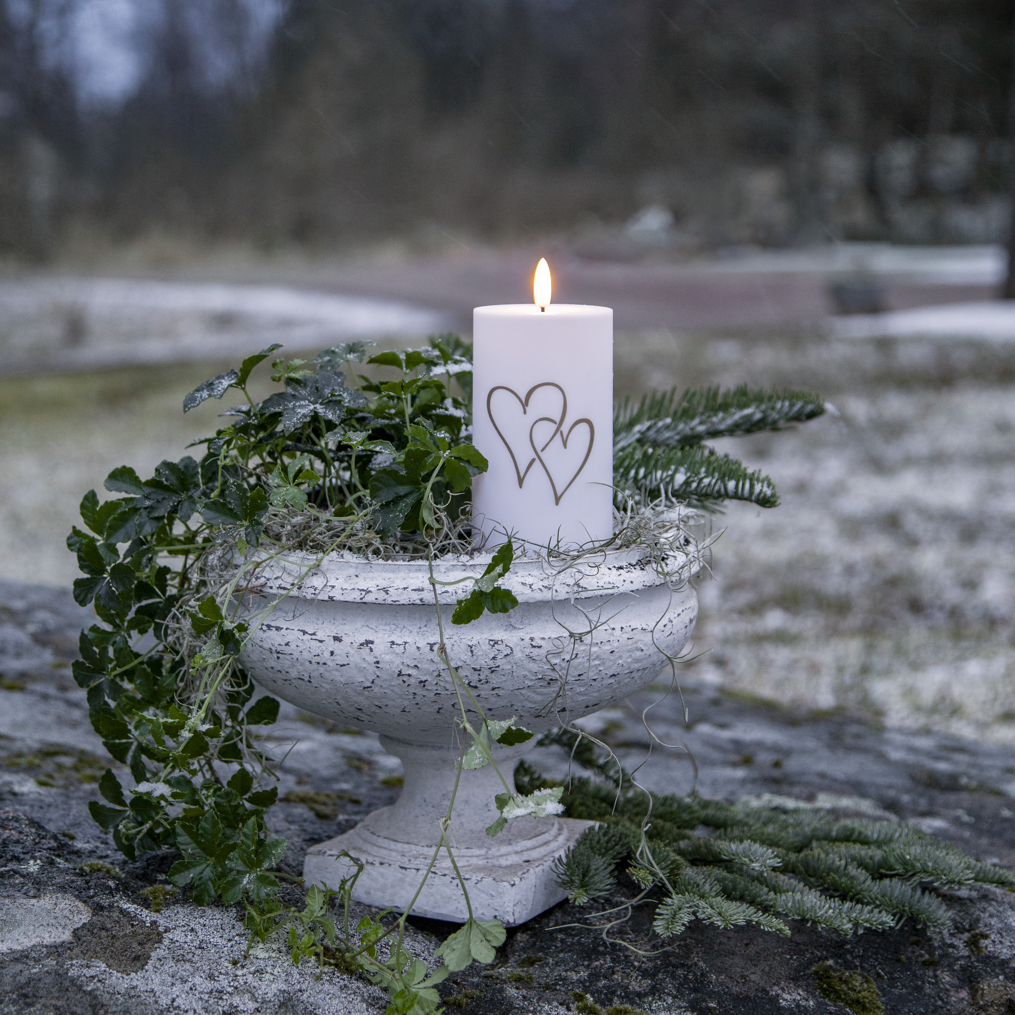 LED Blockljus med hjärtan - 14x7 cm - 3