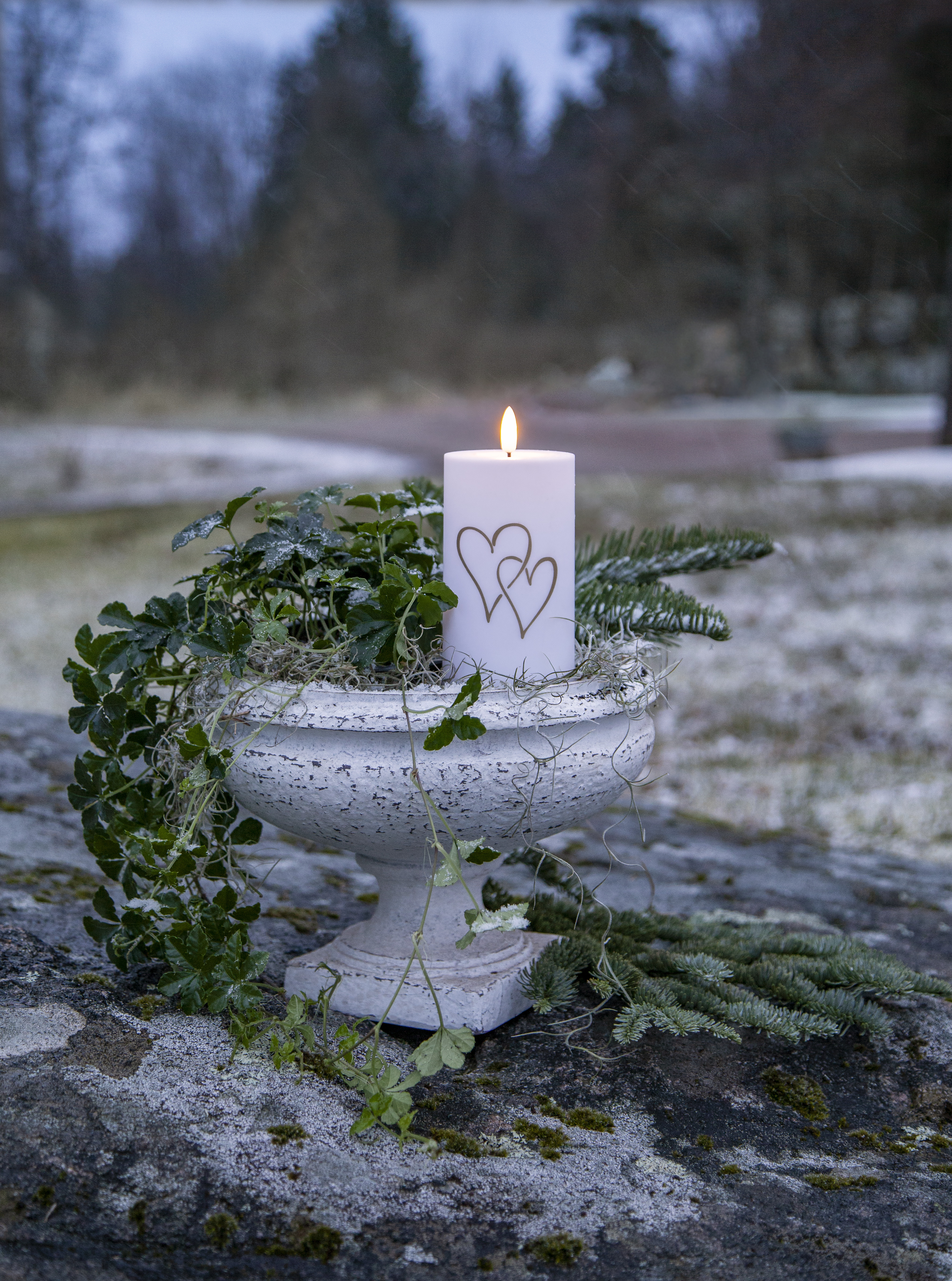 LED Blockljus med hjärtan - 14x7 cm - 4