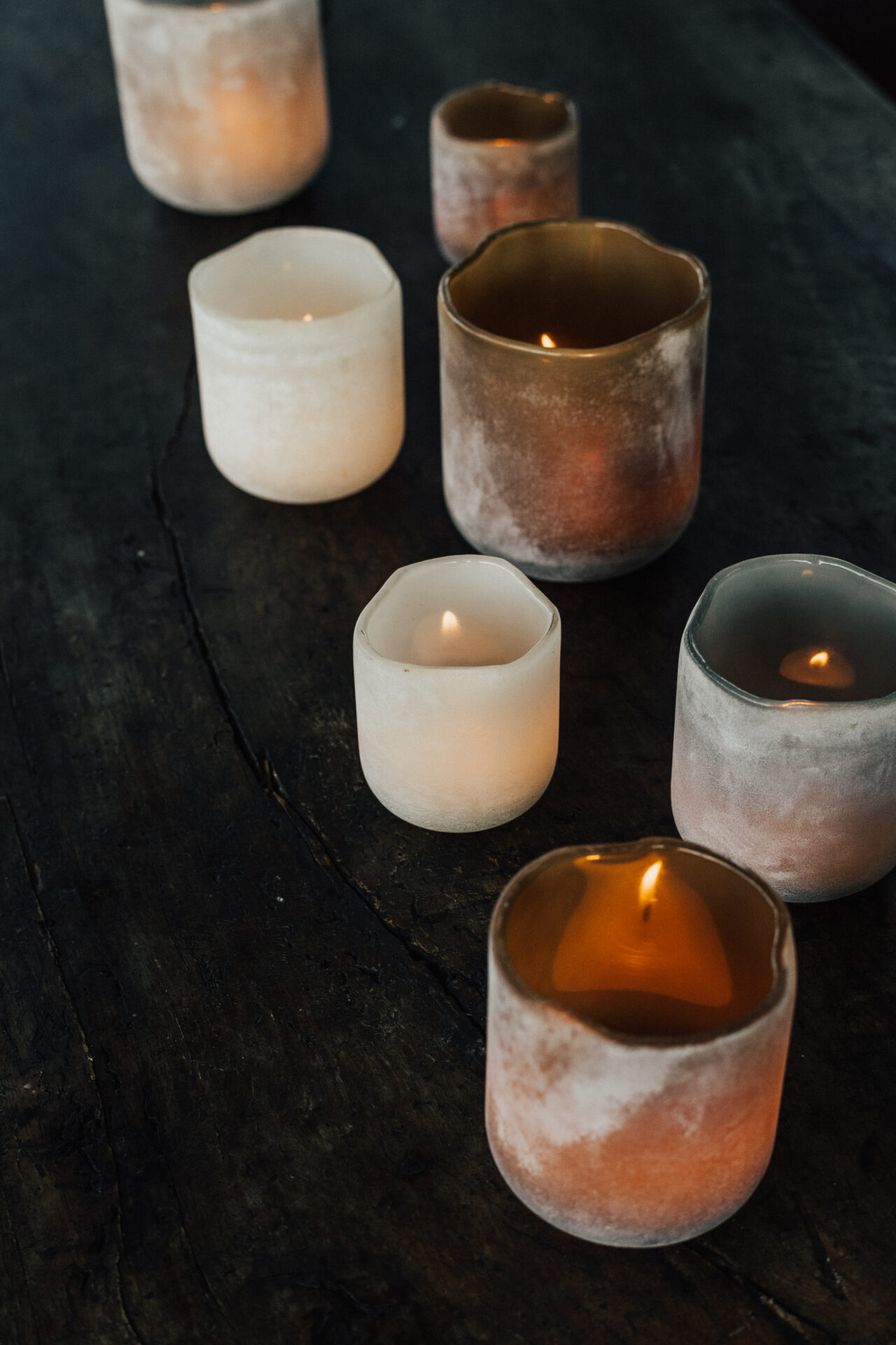Lantern - Candlestick - Frost - Grey - 12 cm - 4