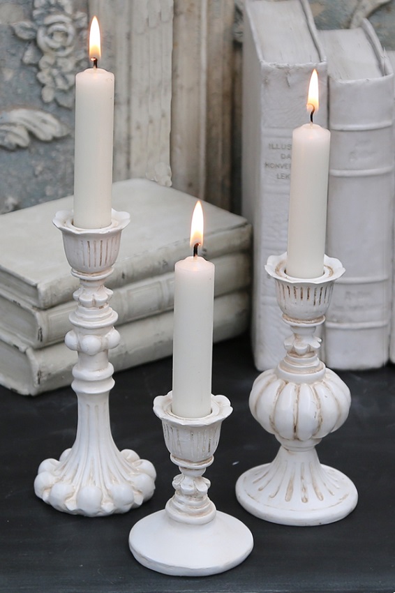 CANDLESTICK 8 CM ANTIQUE CREAM - CHIC ANTIQUE - 2