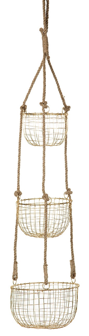 Hängande korgar - Ampel - Metall 3 st - Antikguld - 126 cm - 4