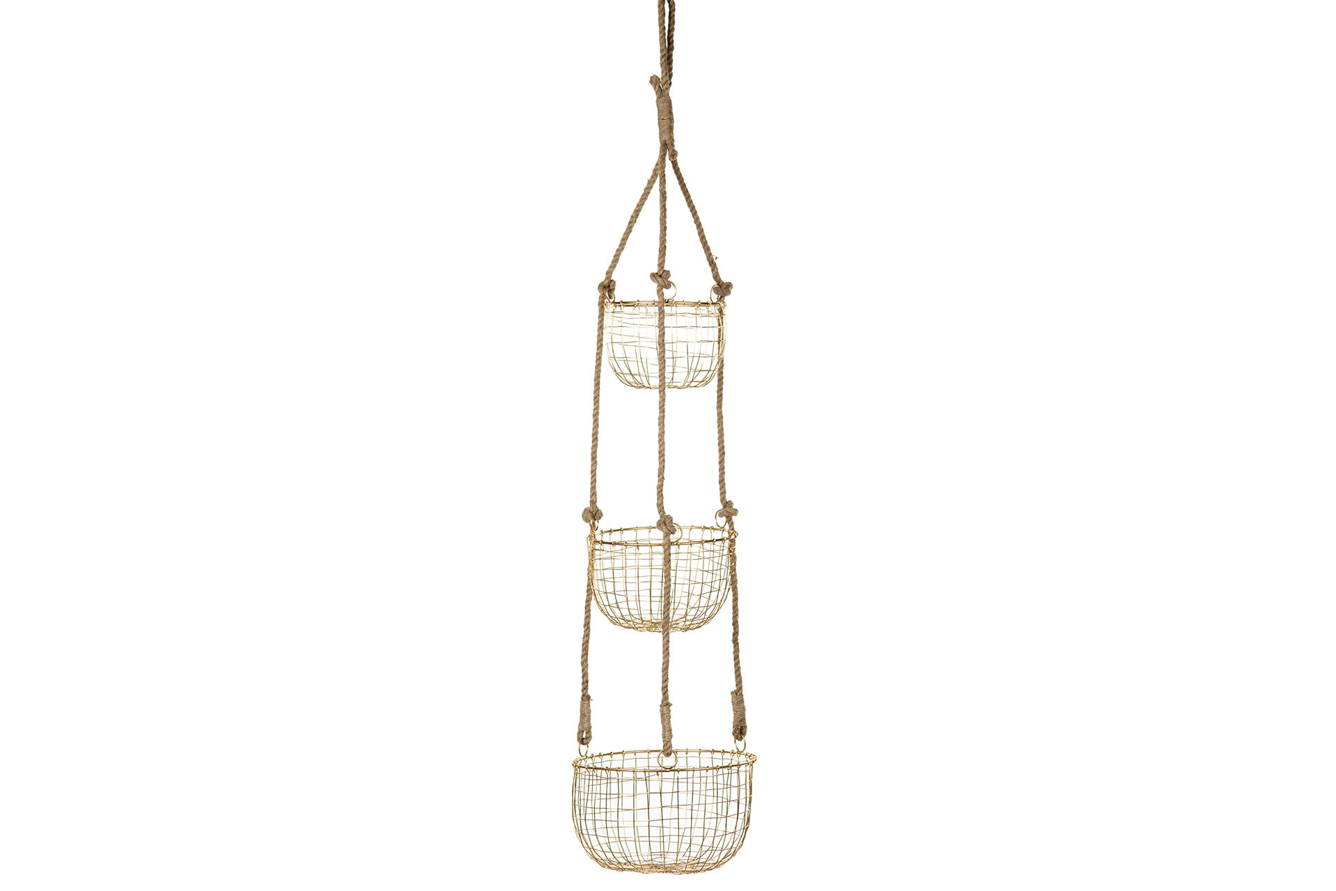 Hängande korgar - Ampel - Metall 3 st - Antikguld - 126 cm - 3