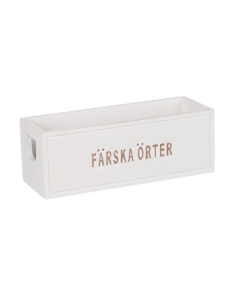 Wooden box - Fresh herbs - Herb box - White - 27 cm - 4