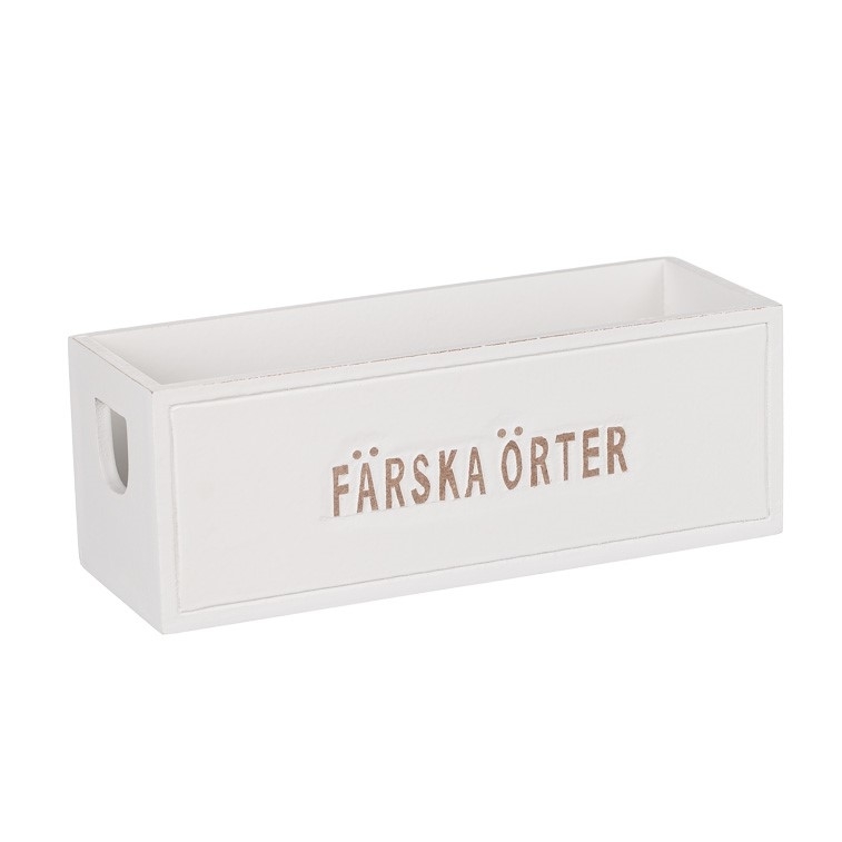 Wooden box - Fresh herbs - Herb box - White - 27 cm - 5