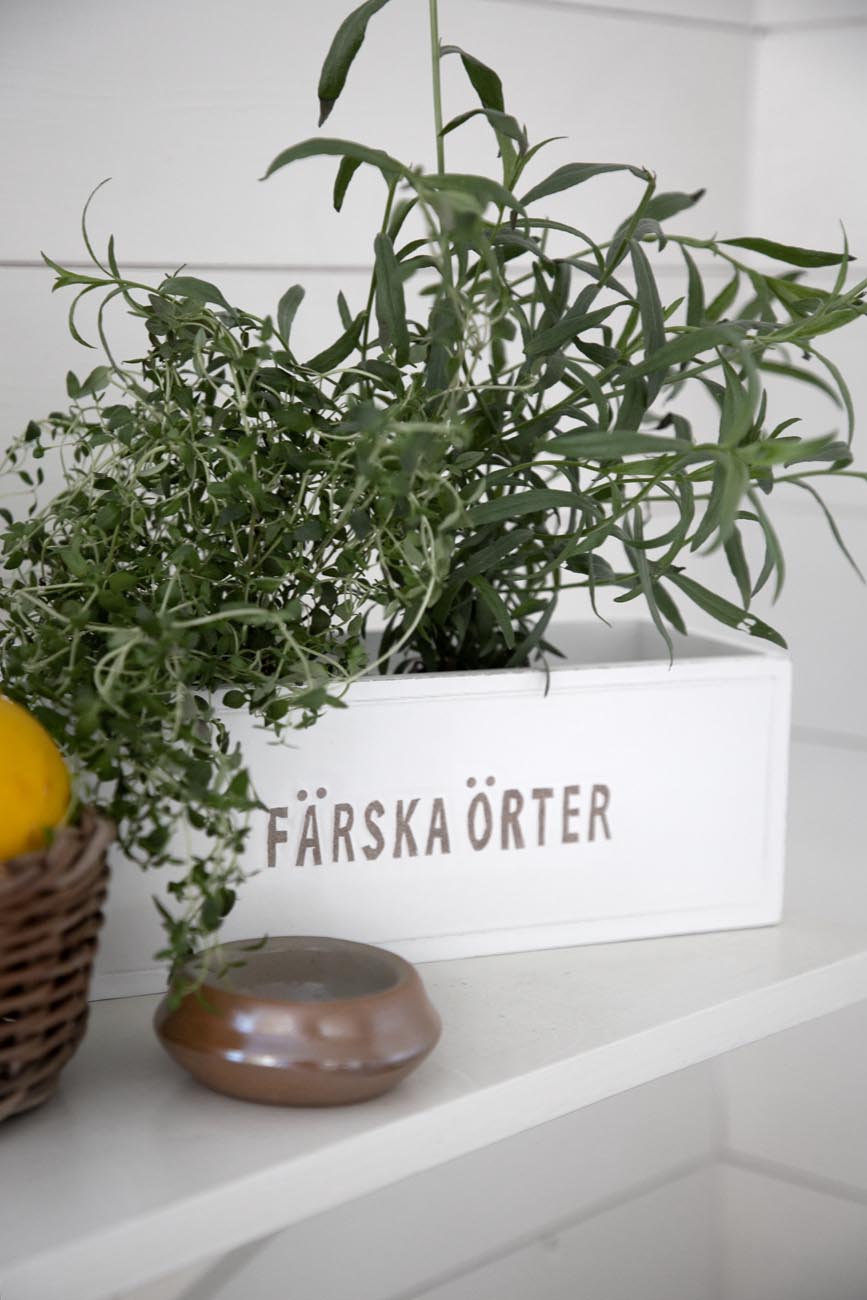 Wooden box - Fresh herbs - Herb box - White - 27 cm - 3