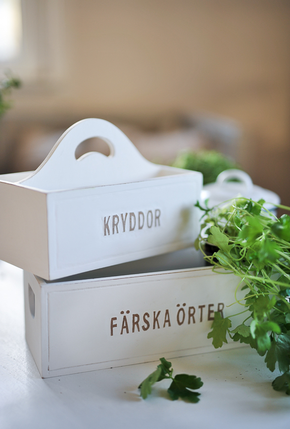 Wooden box - Fresh herbs - Herb box - White - 27 cm - 2