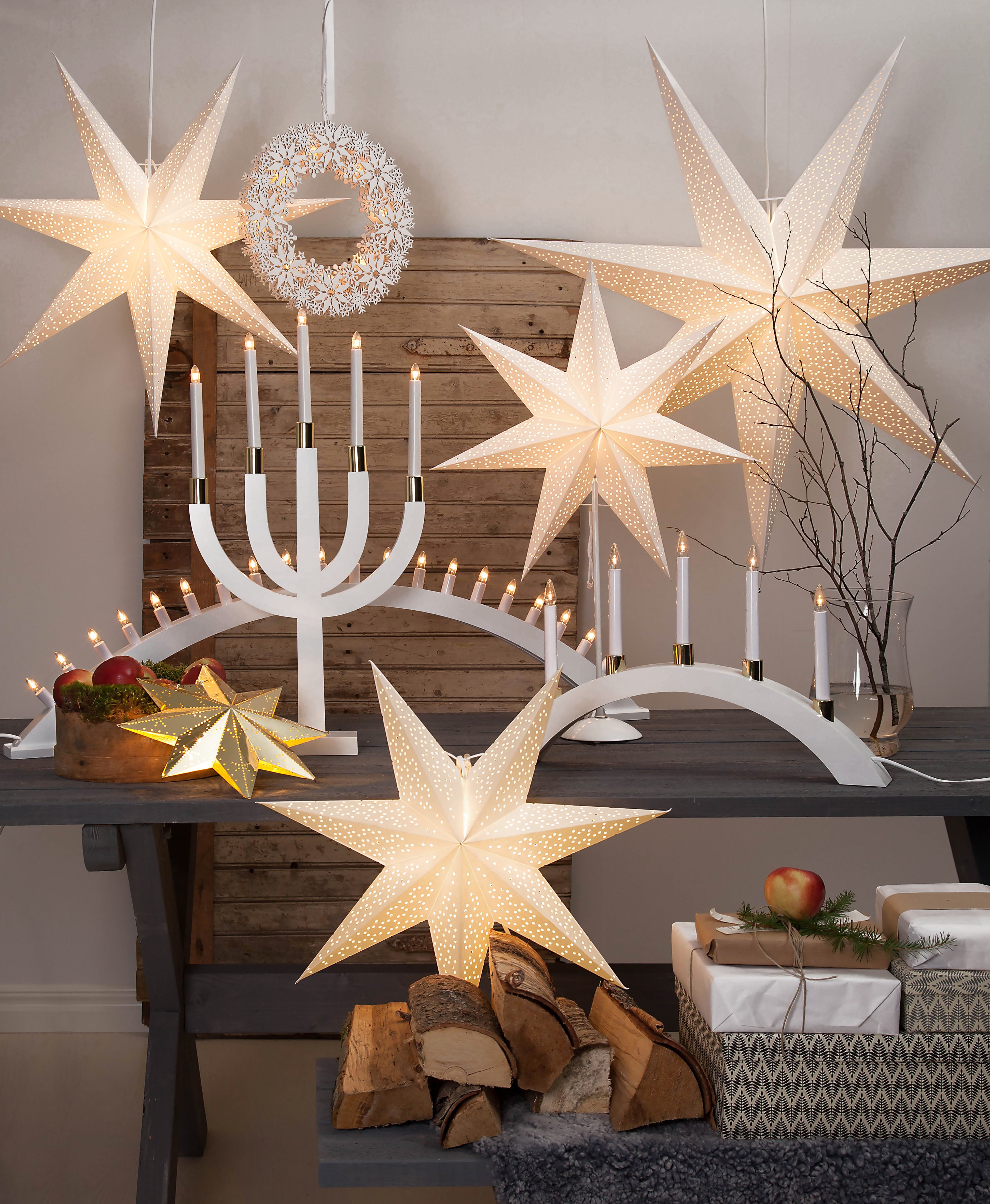 Pappersstjärna - Adventsstjärna - Vit - 70x70 cm