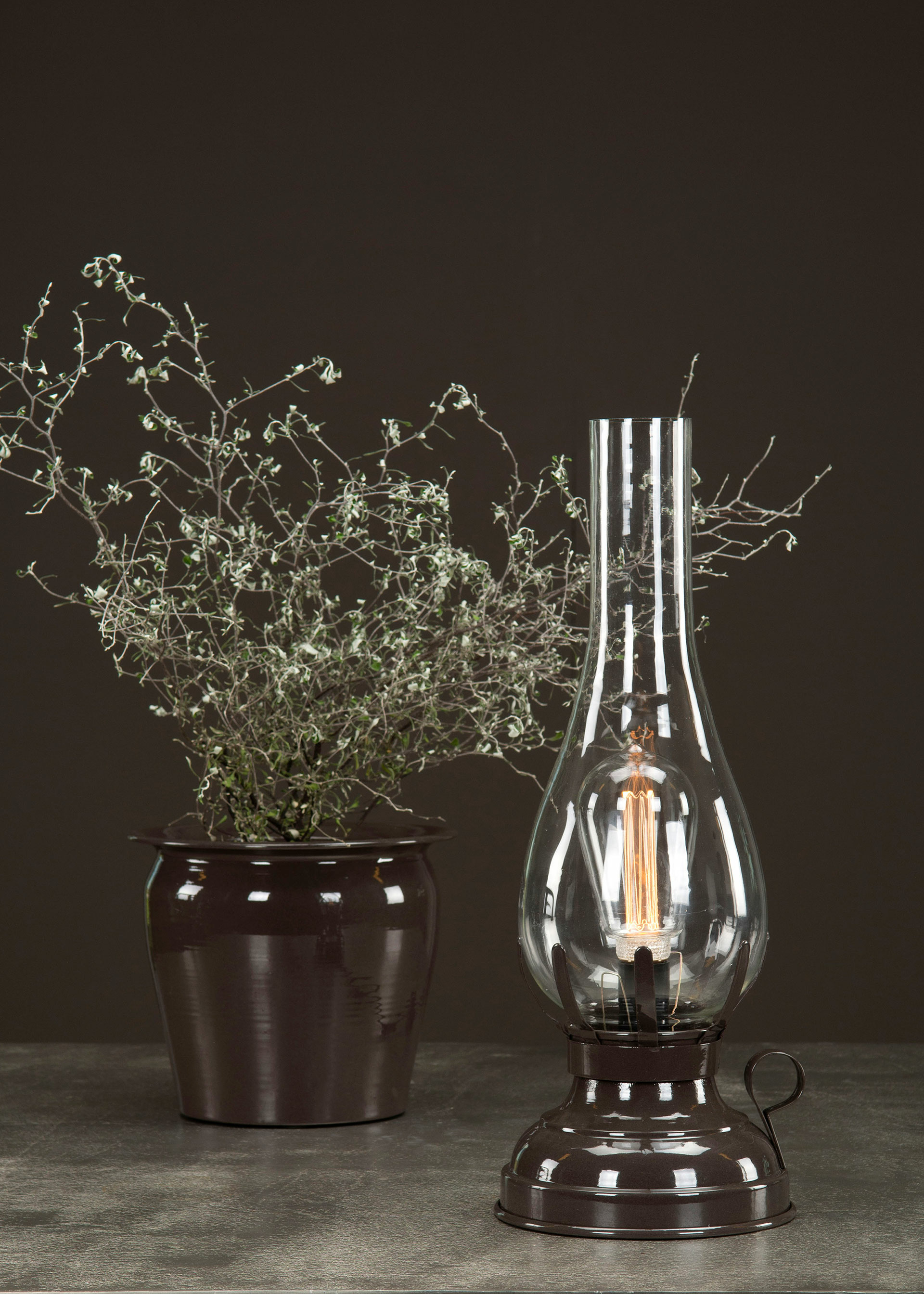 Elektrisk Fotogenlampa - Chocolate - 42 cm 