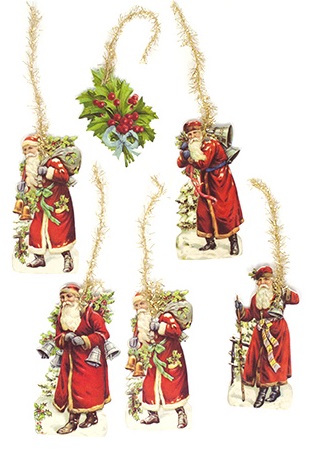 Bookmark pendants - Santas - Glitter 6-pack