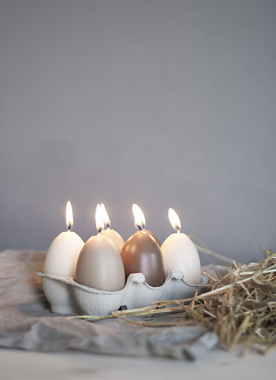Ljus - Äggljus - Hönsägg i naturlig storlek - Beige - 7 cm - 2