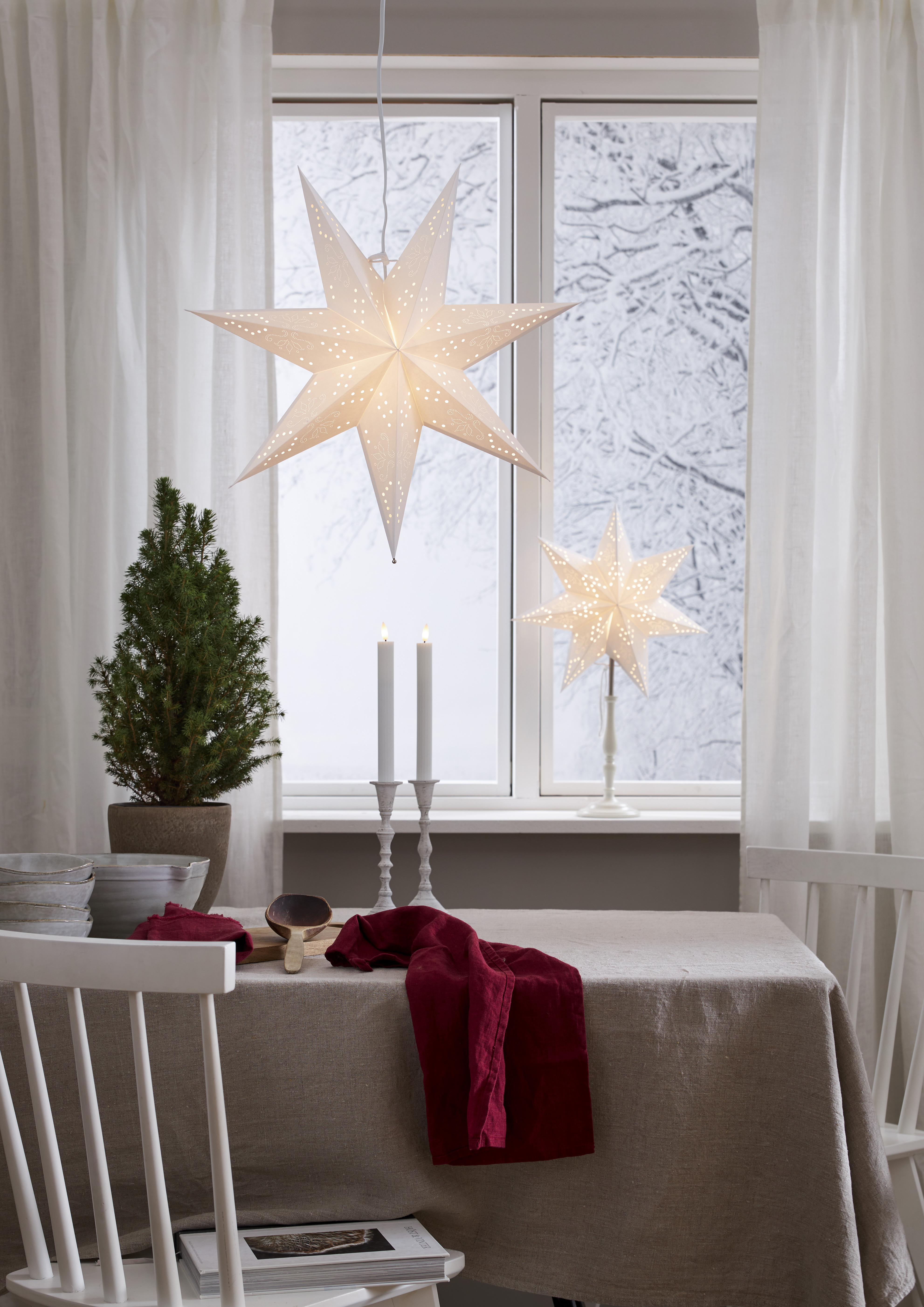 Pappersstjärna - Adventsstjärna Vit Romantic - 54x54 cm - 2