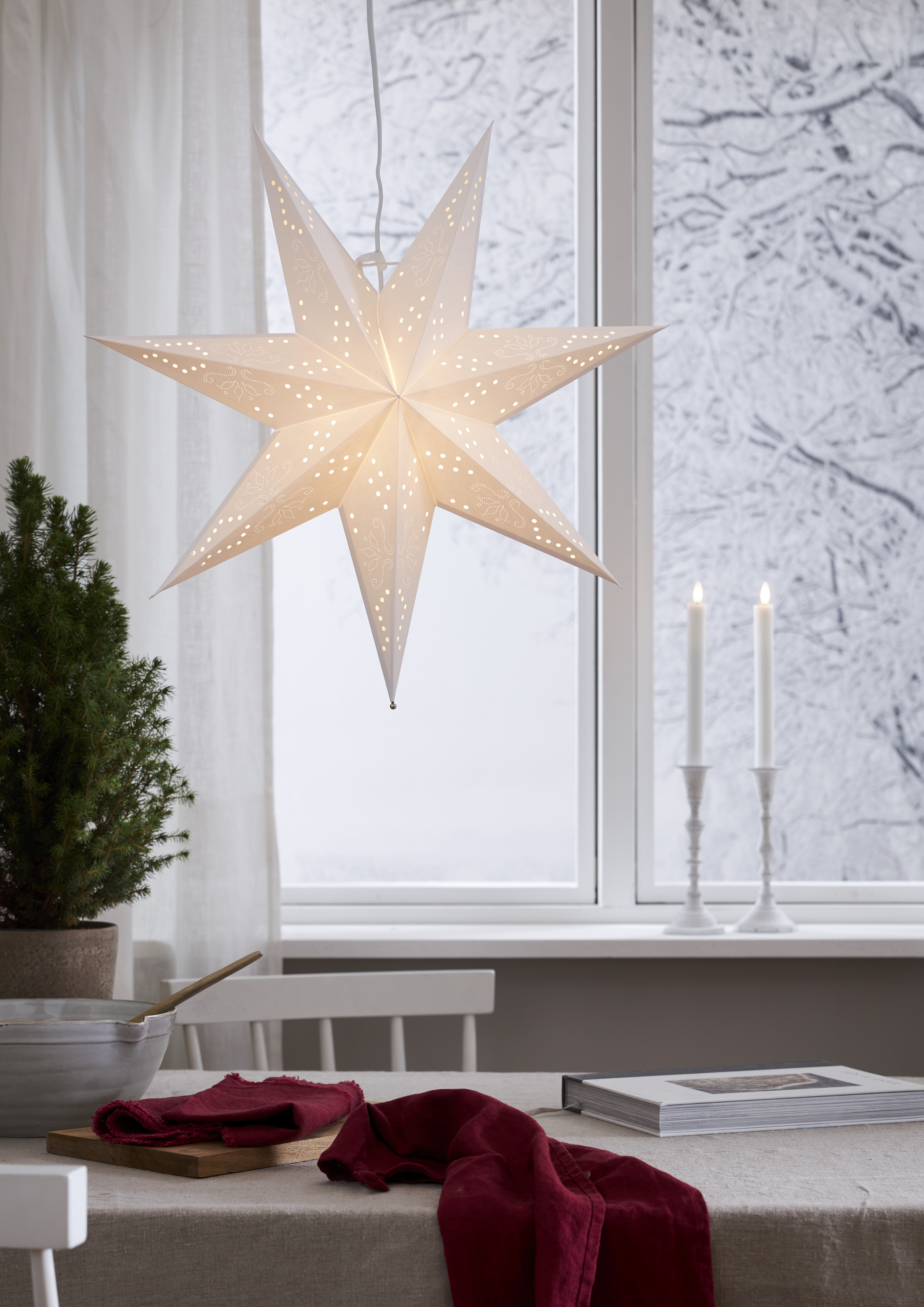 Pappersstjärna - Adventsstjärna Vit Romantic - 54x54 cm - 3