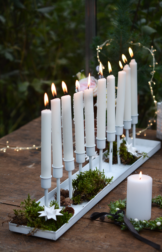 Ljusstake - Bordsljusstake för 10 ljus - 60 cm - Vit - Prissänkt - 8