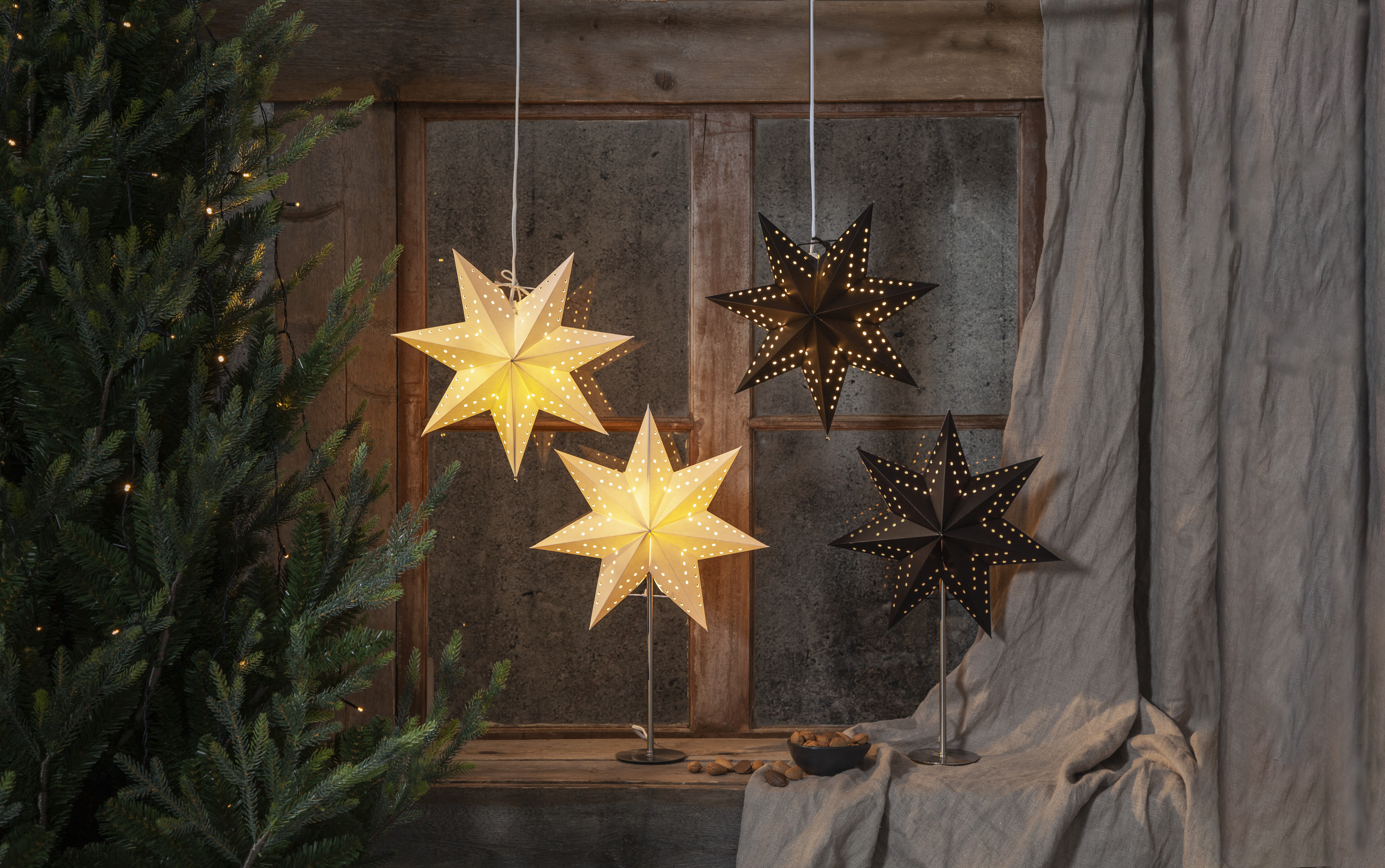 Pappersstjärna - Adventsstjärna - Vit - 34x34 cm - 4