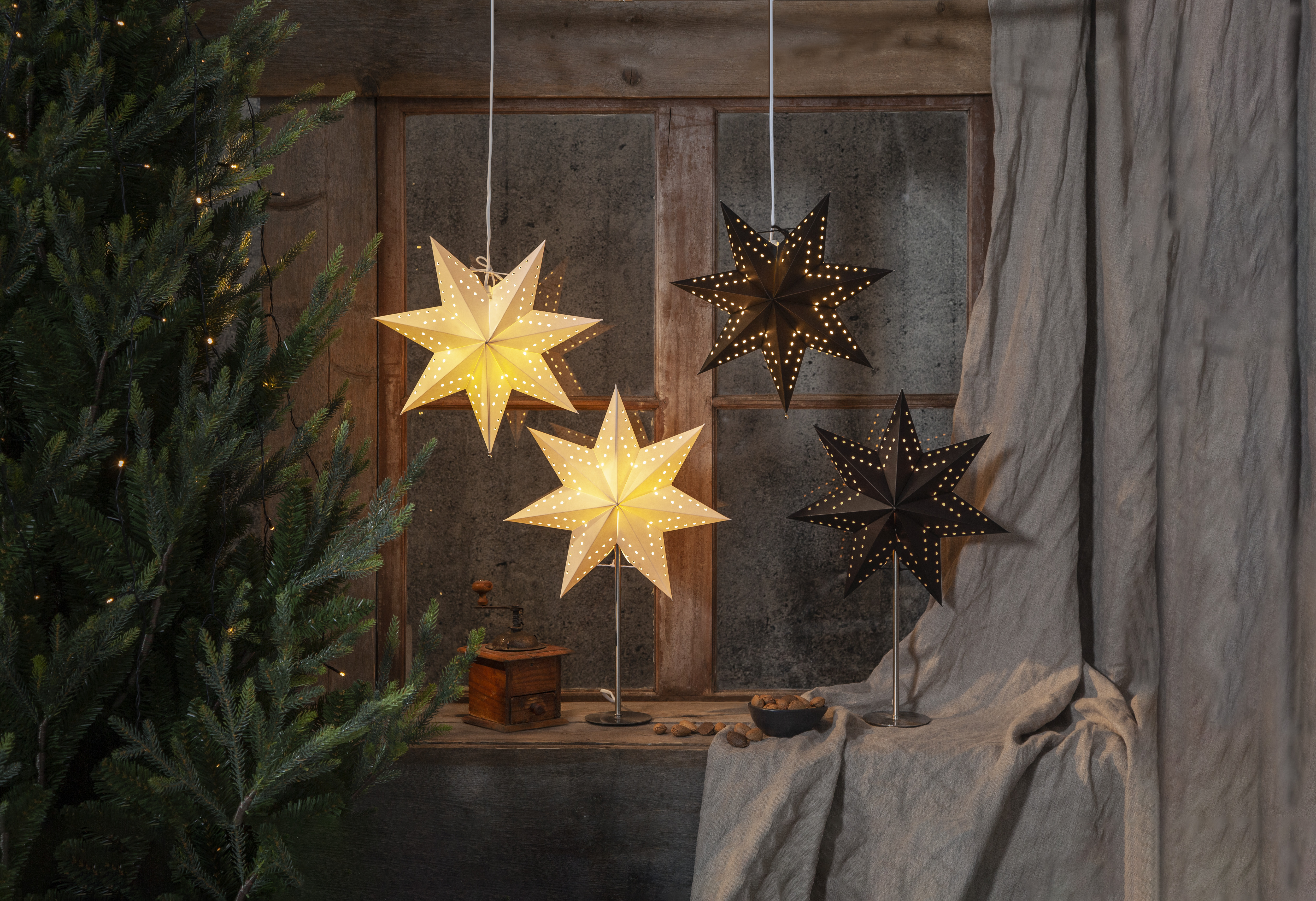 Pappersstjärna - Adventsstjärna - Vit - 34x34 cm - 6