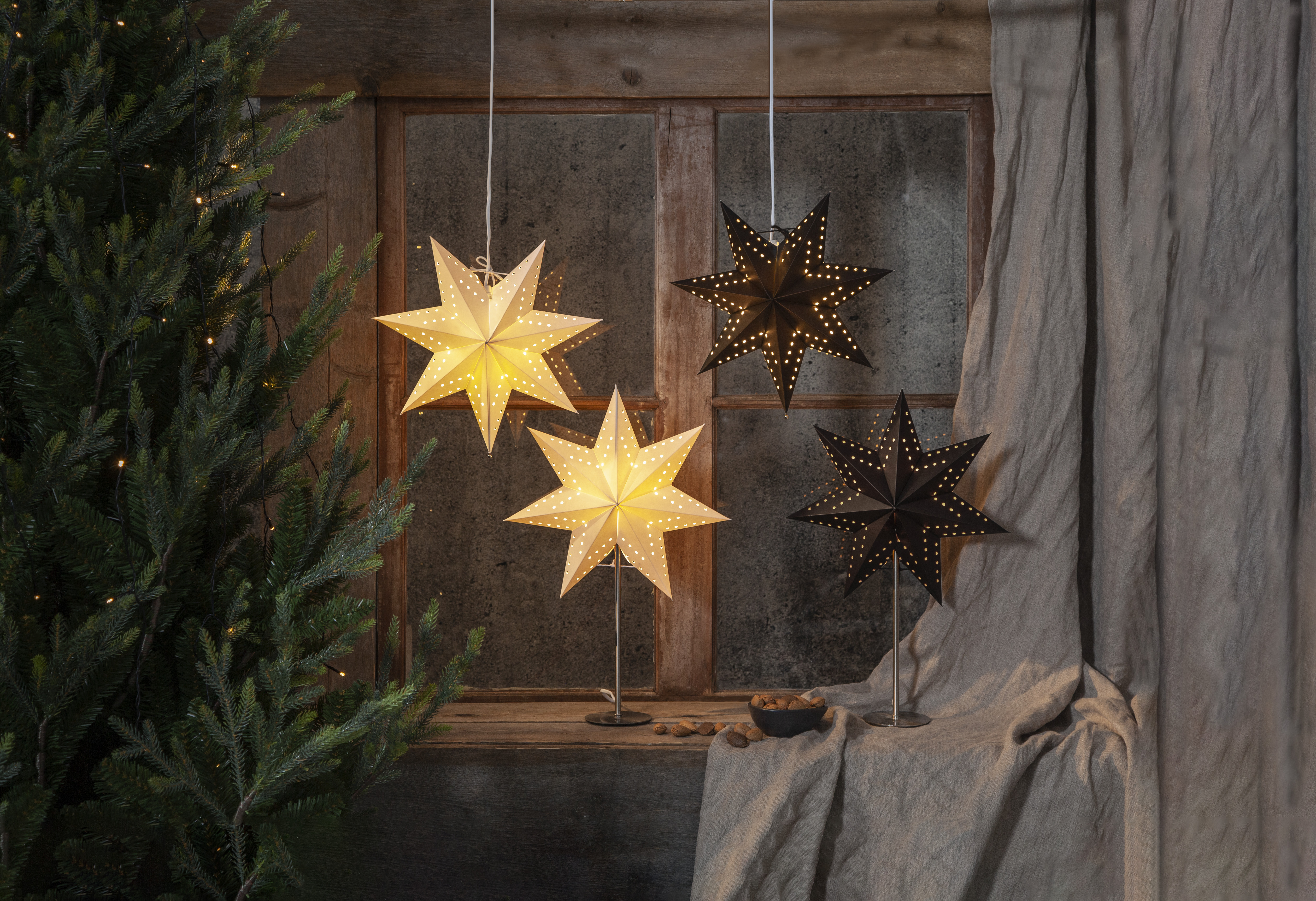 Pappersstjärna - Adventsstjärna - Vit - 34x34 cm - 5