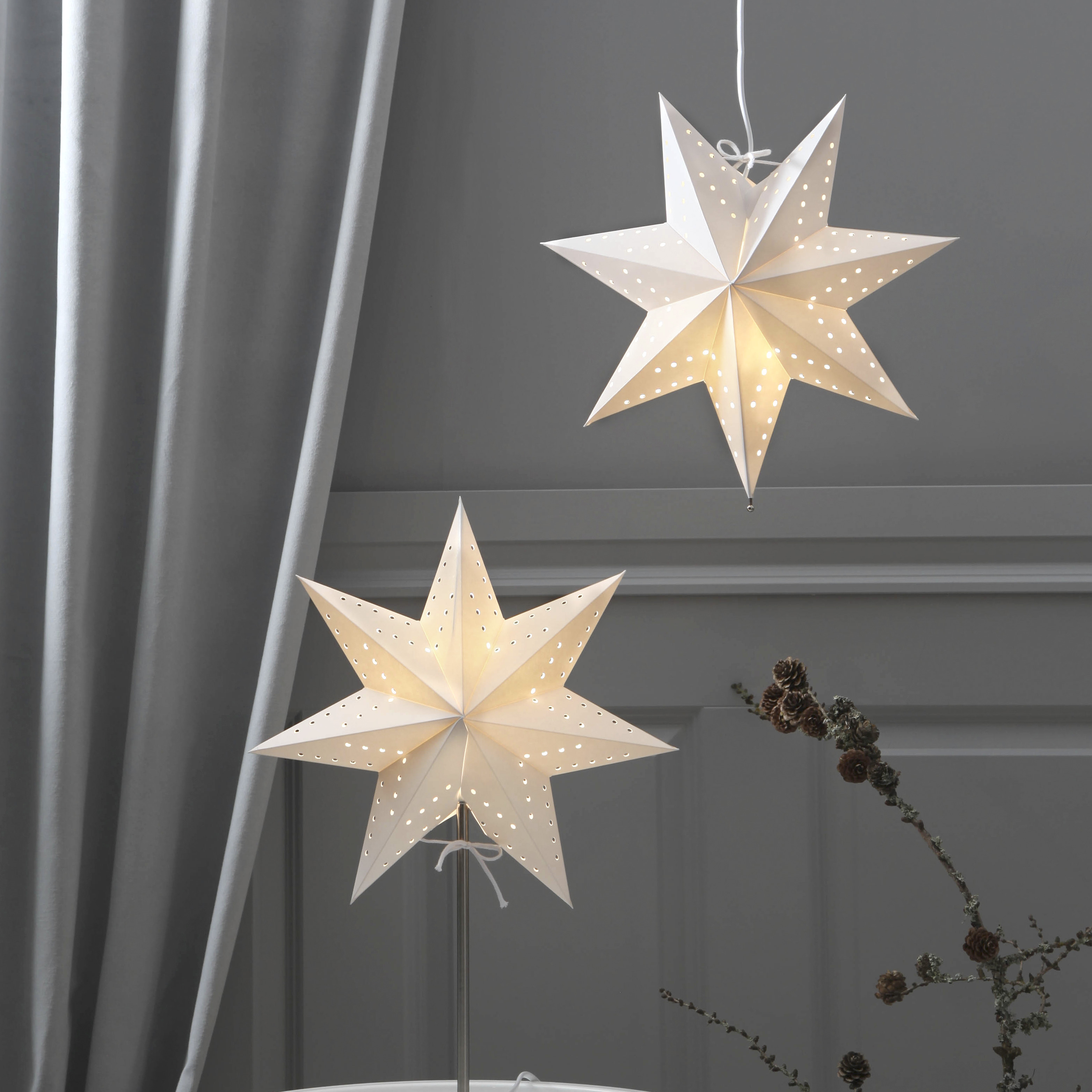 Pappersstjärna - Adventsstjärna - Vit - 34x34 cm