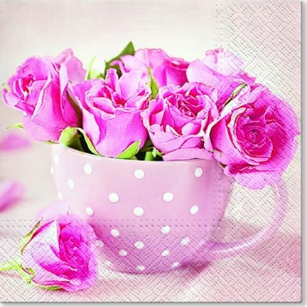 Napkins - Napkin - Roses in a cup - 20-pack - 2