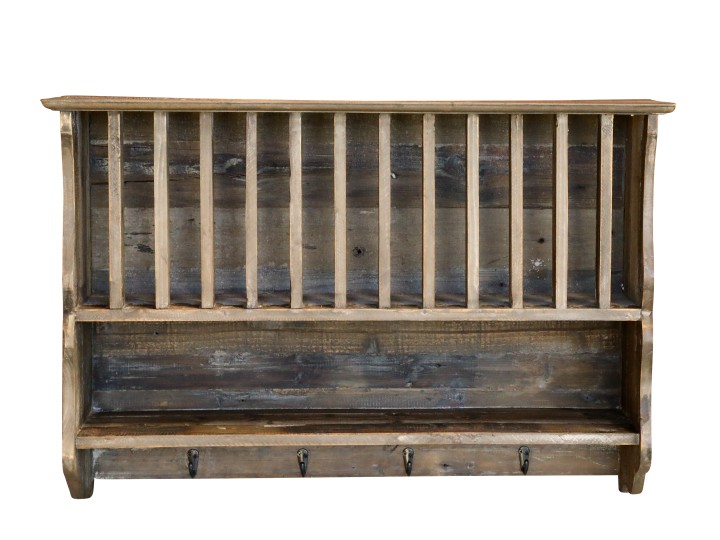 Plate rack - Shelf - Wall shelf - Recycled wood - 55x80x20 cm - 7