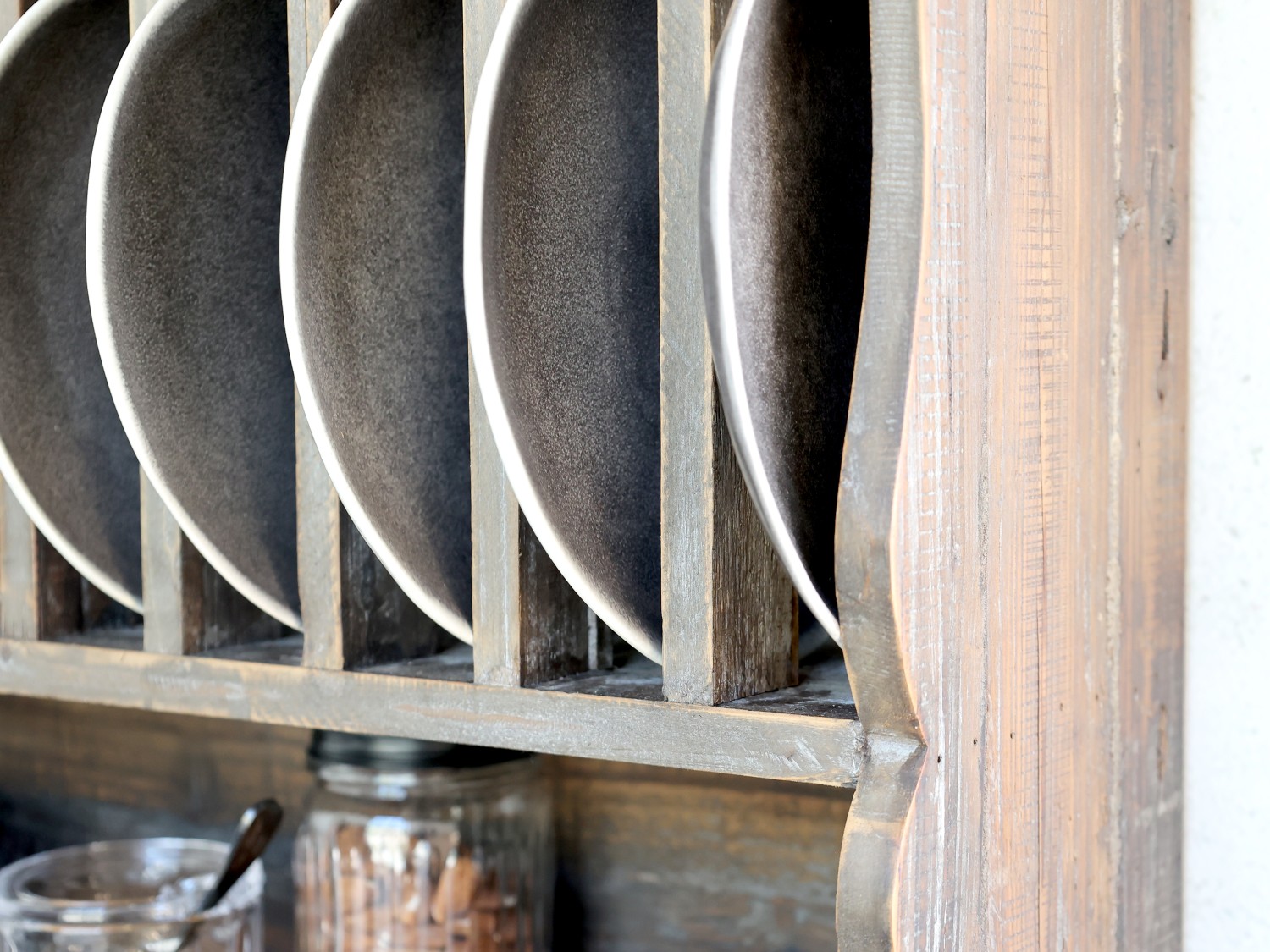 Plate rack - Shelf - Wall shelf - Recycled wood - 55x80x20 cm - 5