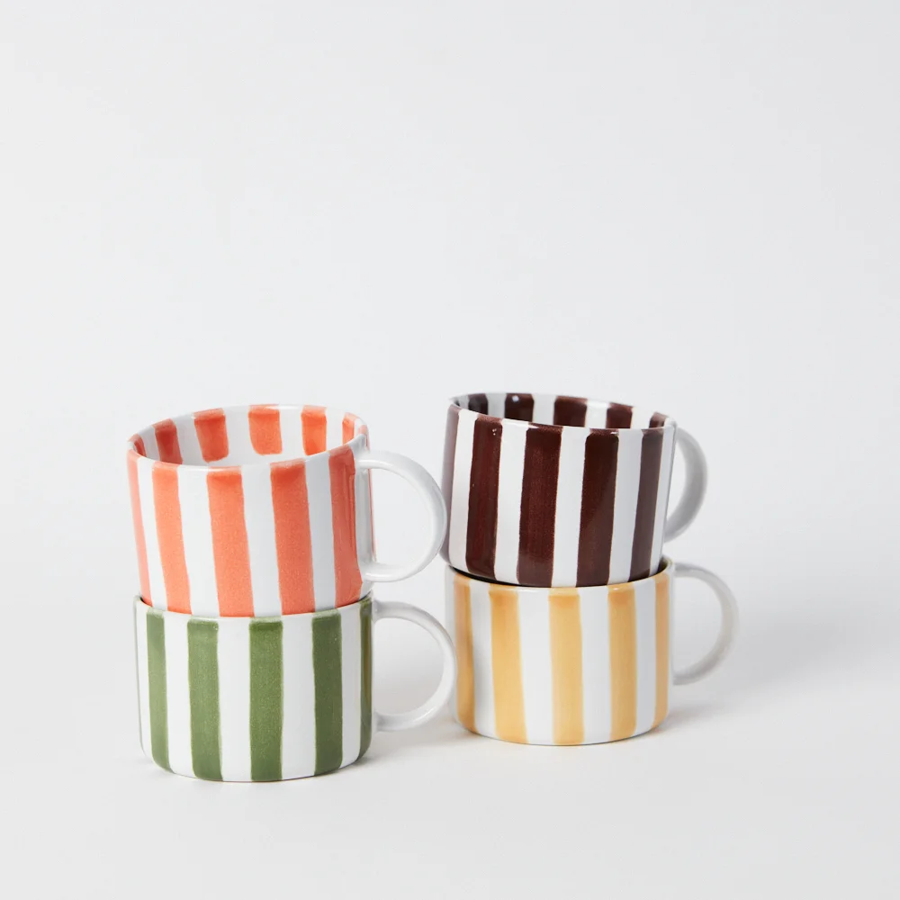 Cup with saucer - Striped - Green - 7