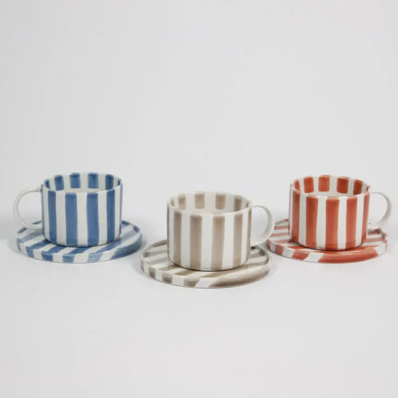 Cup with saucer - Striped - Blue - 5