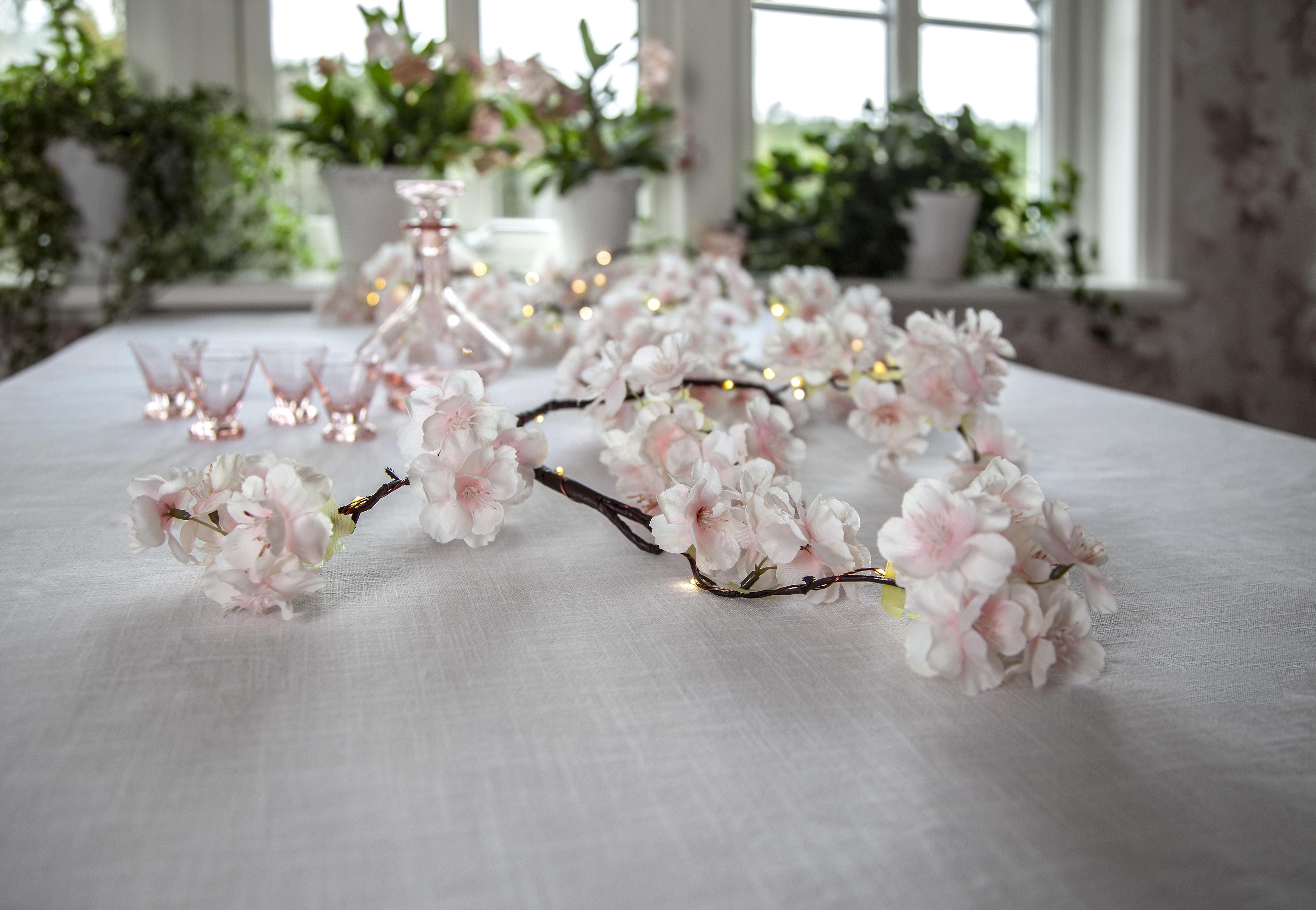 Ljusslinga - Girlang med körsbärsblommor 48 ljus 180 cm Batteridriven - 6