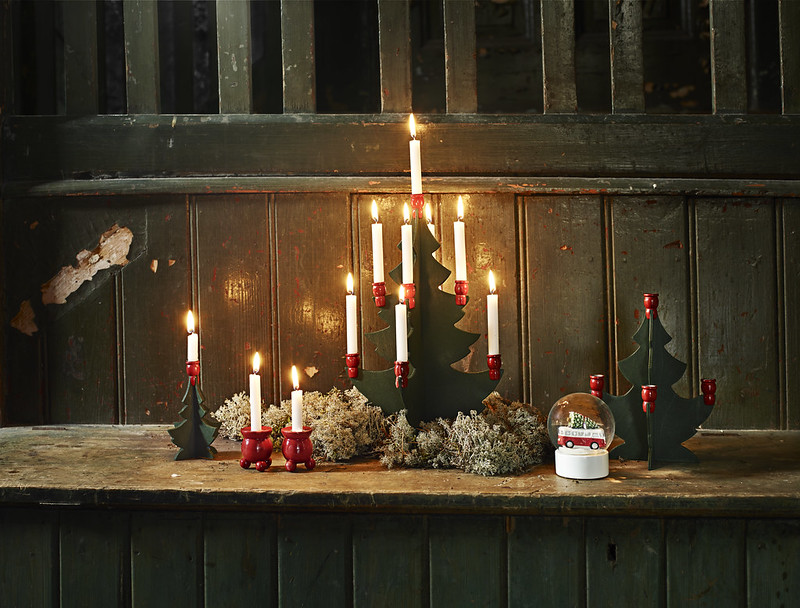 Ljusstake - Gran - Julgran - 1 ljus - Trä 12,5 cm - 3