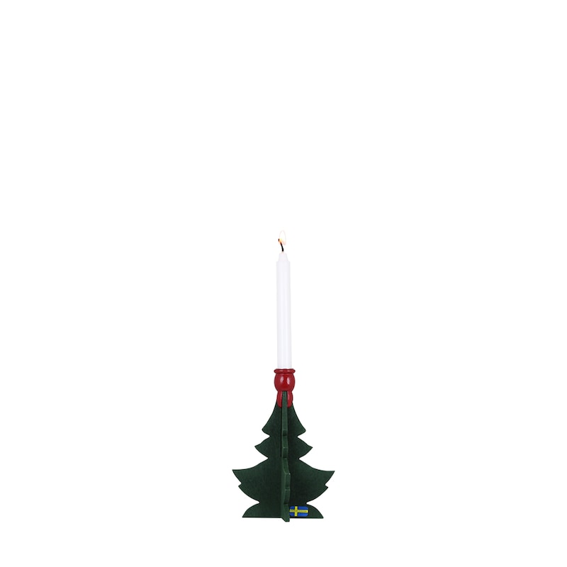 Ljusstake - Gran - Julgran - 1 ljus - Trä 12,5 cm - 4