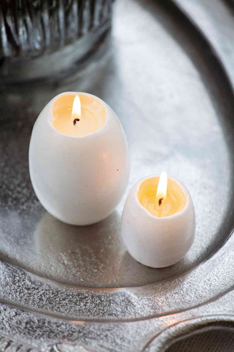 Ljus - Äggljus - Hönsägg med gula - Vit - 6 cm - 10