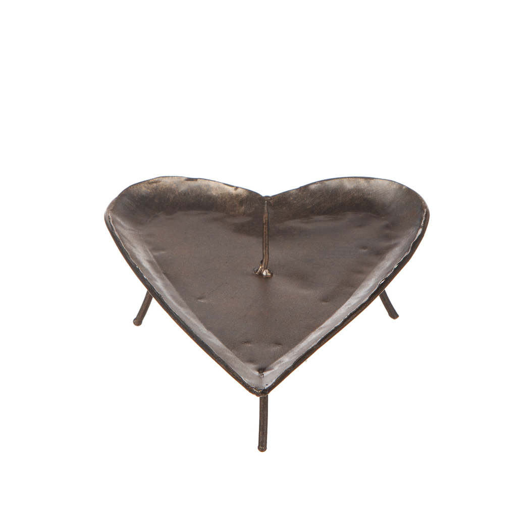Candlestick - Candle tray - Candle holder - Candle holder - Heart - Hammered sheet metal - 6