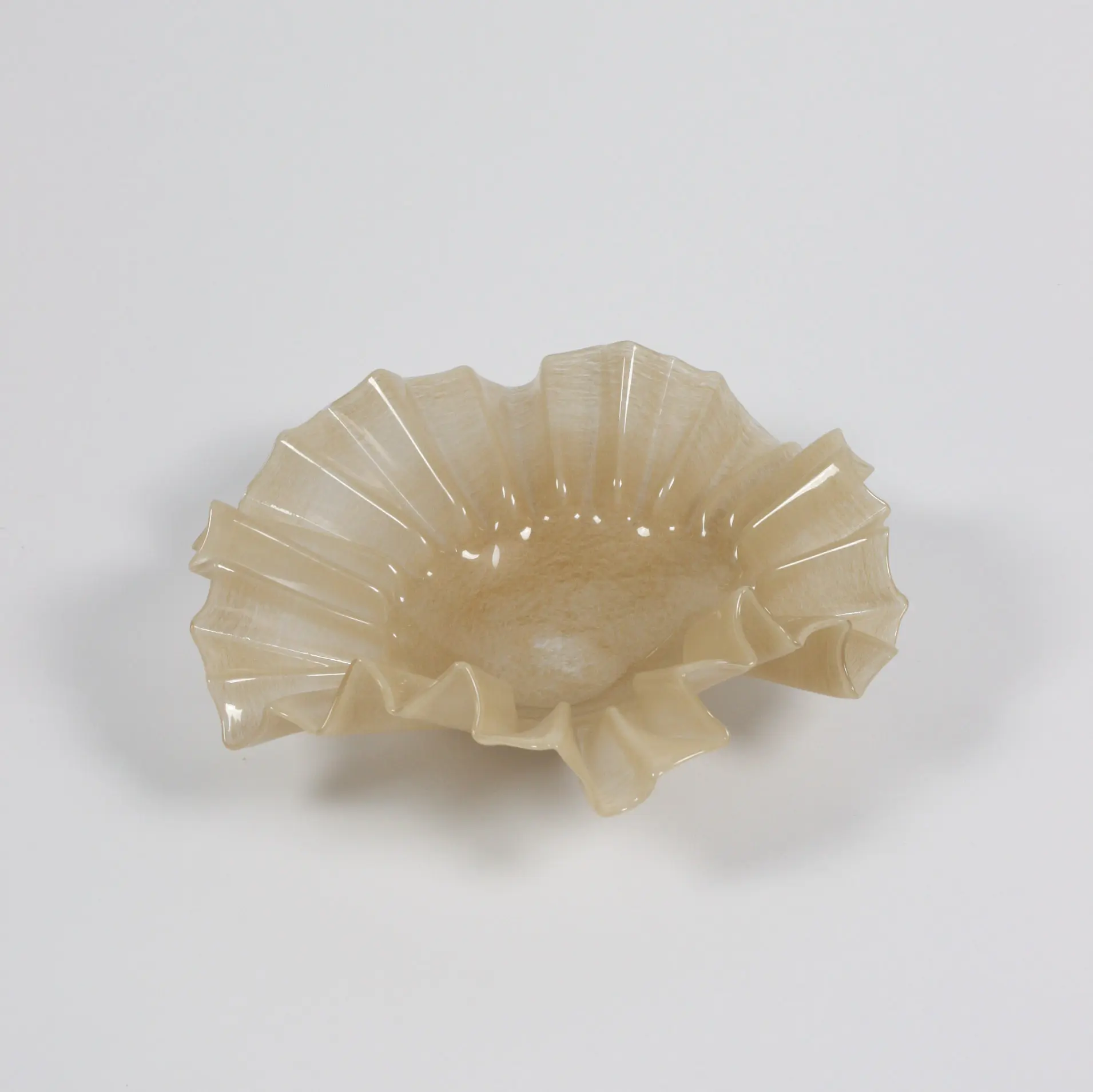 Bowl - Glass bowl - Beige - Large - Ø:32 cm H:12 cm