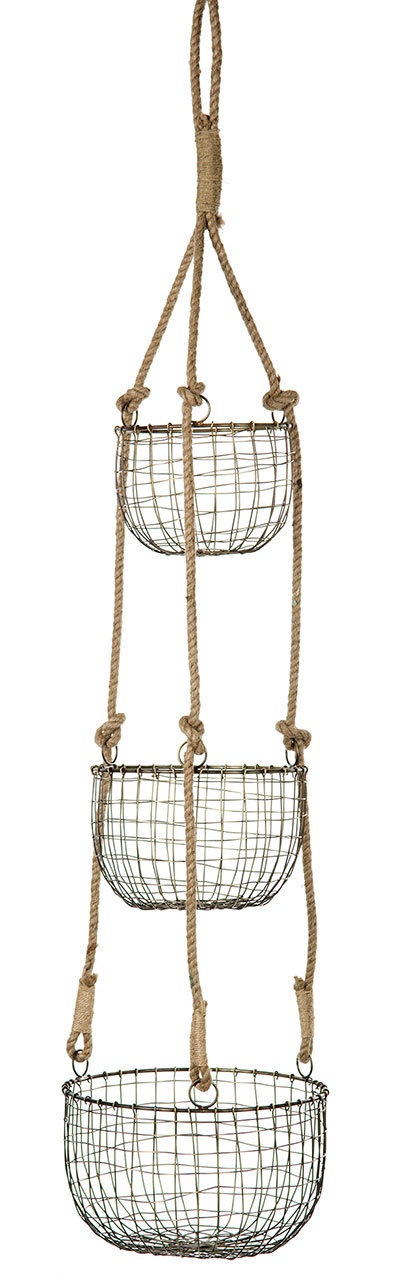 Hängande korgar - Ampel - Metall 3 st - Antikmässing - 126 cm - 6