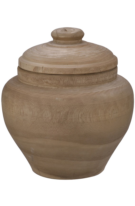 LARGE URN / BOWL WITH LID WOOD