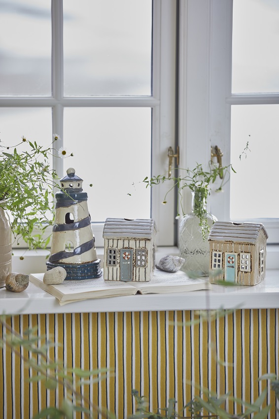 House lantern - Lantern house - Candlestick - Løkken - Cream with grey door - 7