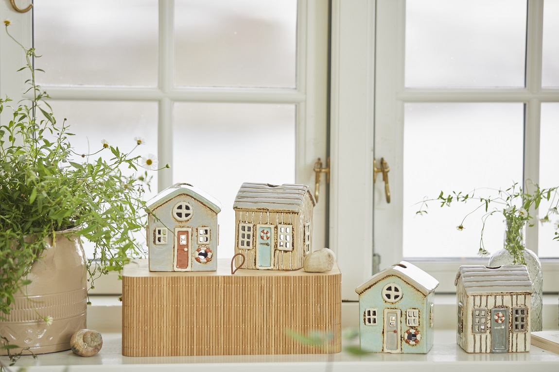 House lantern - Lantern house - Candlestick - Løkken - Cream with grey door - 6