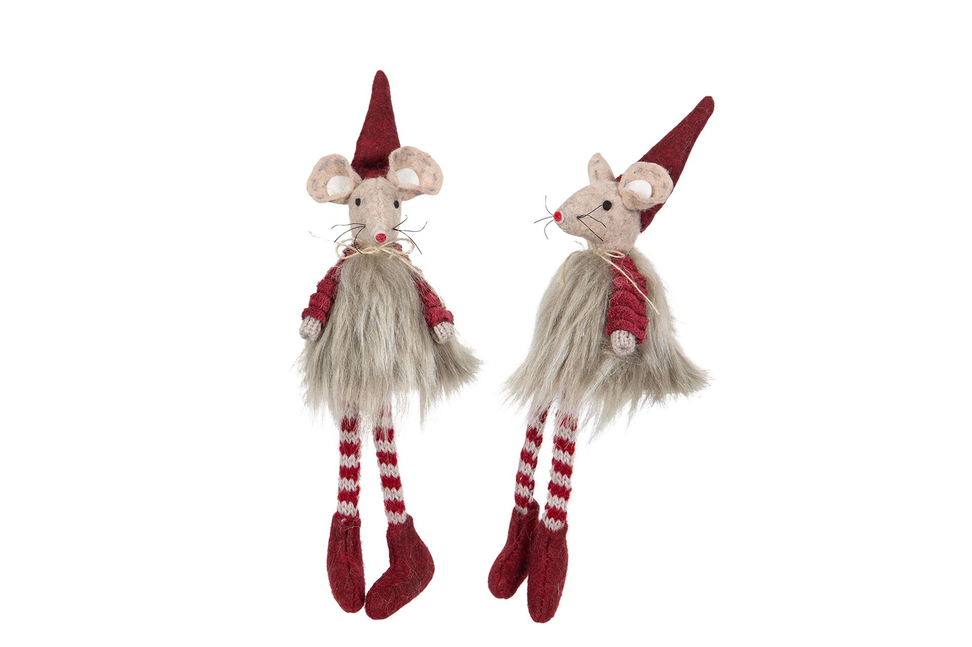 Möss Vinröd/Päls Mix 16 cm 2-pack - 2