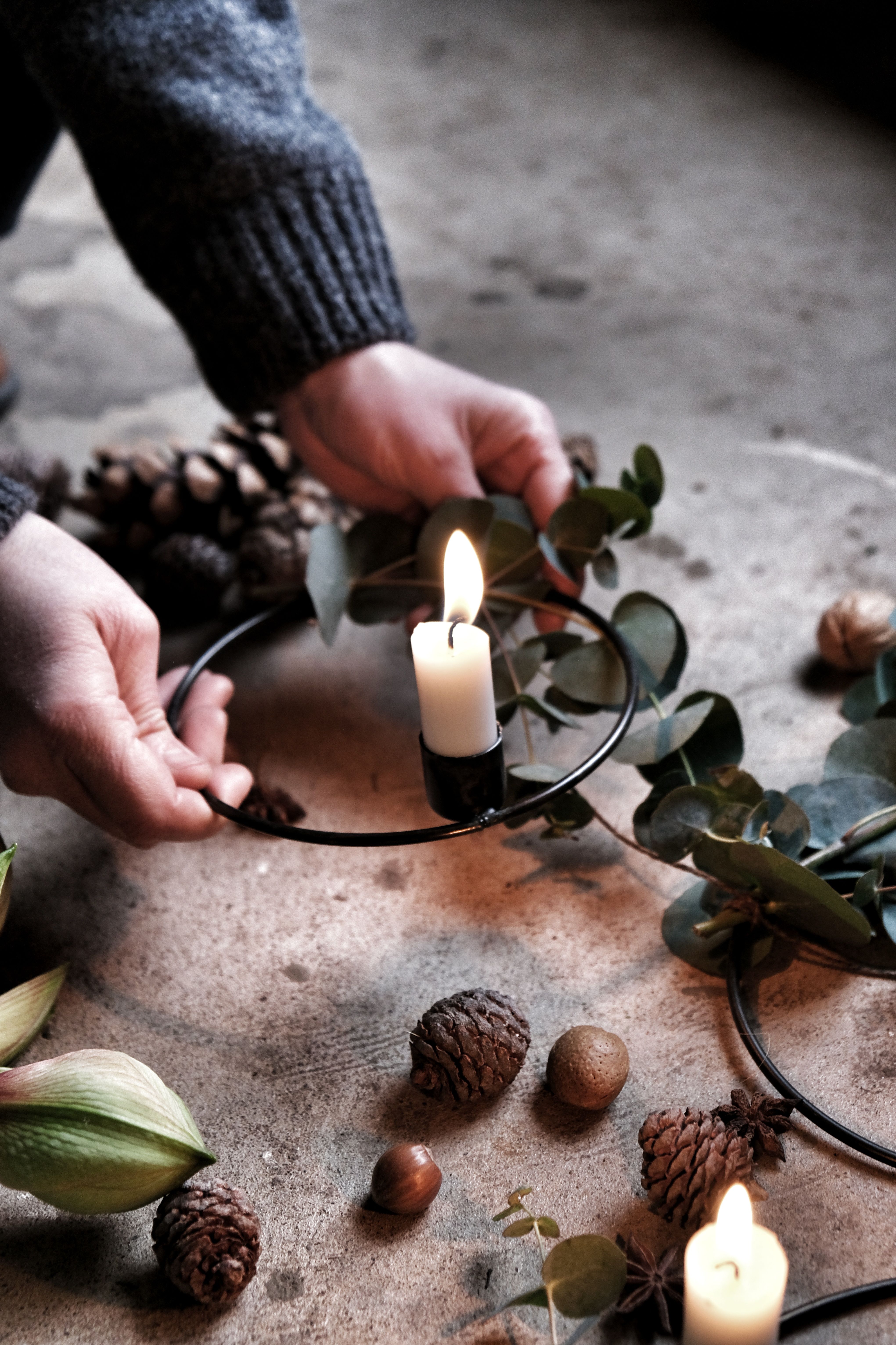 Candlestick - Candle ring for crown candles - 25 cm - 9