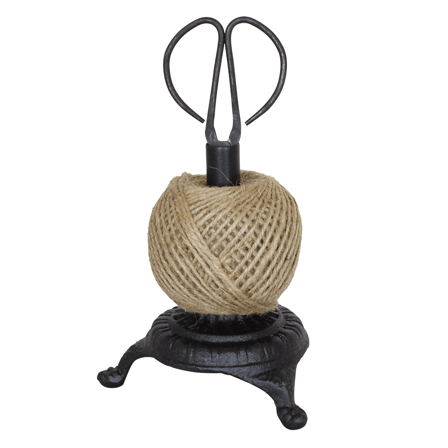CORD HOLDER - CAST IRON THREAD HOLDER WITH SCISSORS - 12