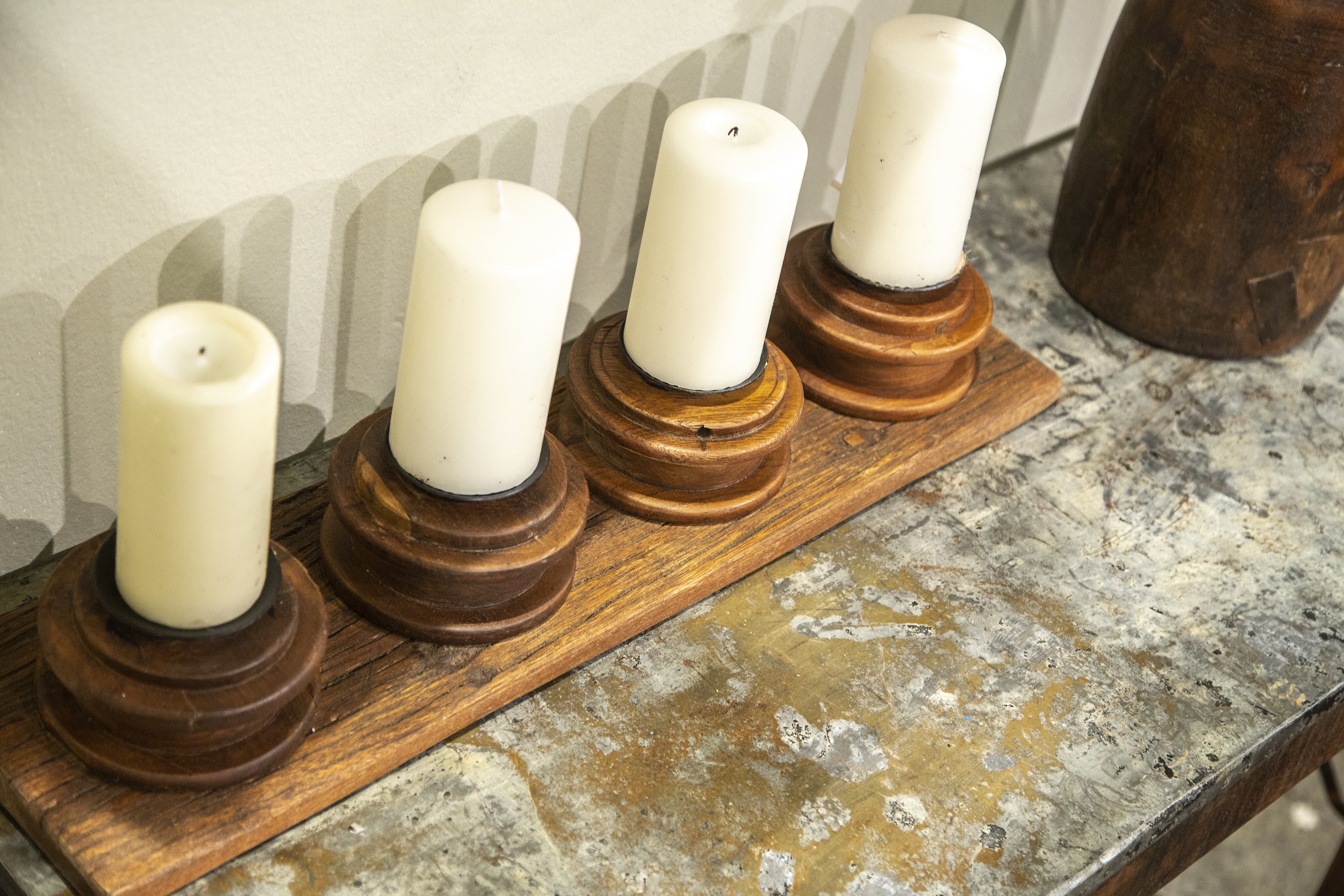 Candlestick - Advent candlestick - Recycled wood - 60 cm - 4