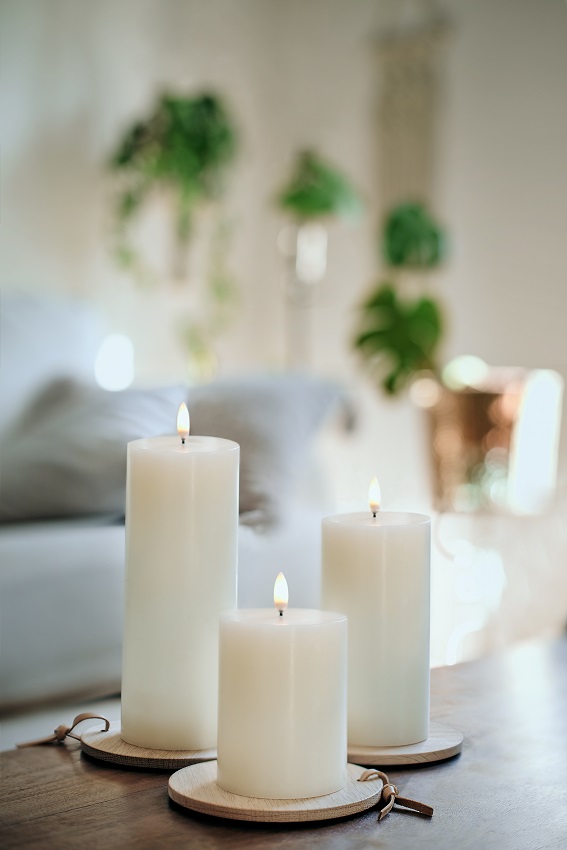 LED LIGHTS/BLOCK LIGHTS - BATTERY-POWERED WAX LIGHTS WITH TIMER - 23.1 CM - 3