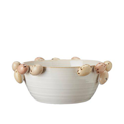 Bowl with eggs - Stoneware - Off-white/Beige - 24x10 cm - 2